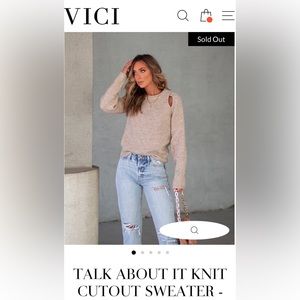 NWT VICI TALK ABOUT IT KNIT CUTOUT SWEATER - OATMEAL size Large